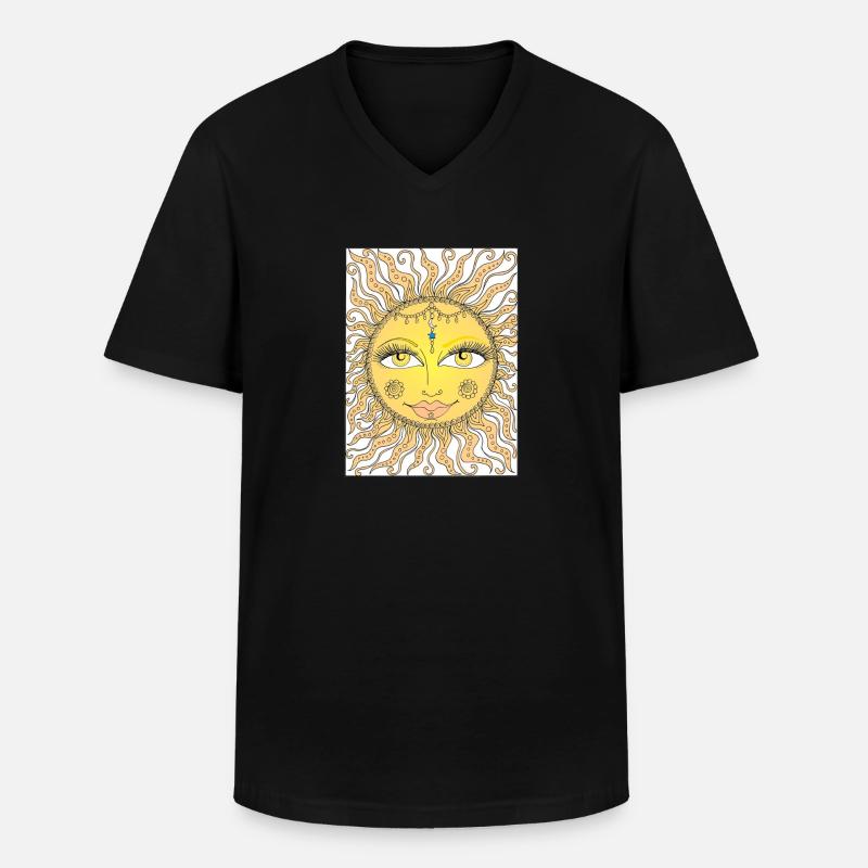 Sonne - Männer-T-Shirt mit V-Ausschnitt - Schwarz