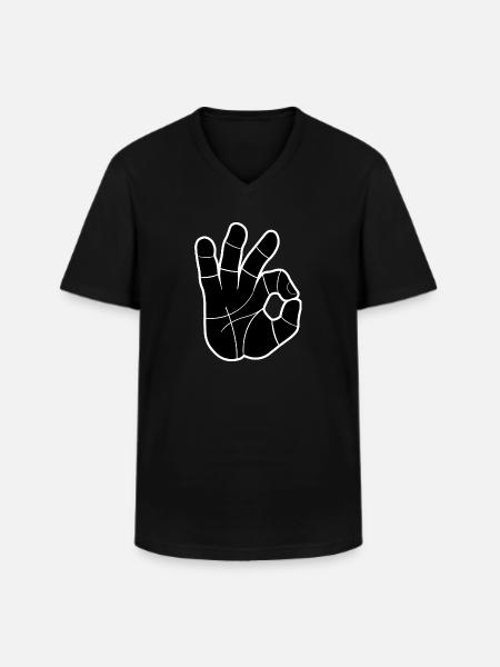 Segno della mano OK | Segno della mano OK - Maglietta da uomo classica con scollo a V - nero