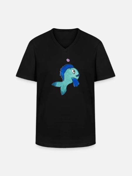 Fisch Forelle - Männer-T-Shirt mit V-Ausschnitt - Schwarz