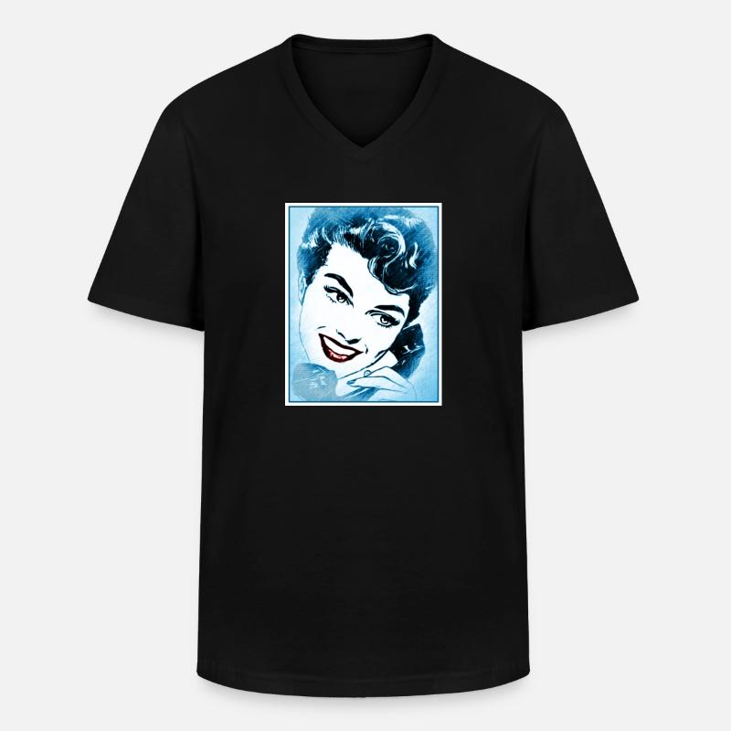 Hello - Männer-T-Shirt mit V-Ausschnitt - Schwarz