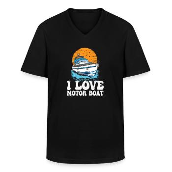 I Love Motor Boat Parade Motorboating Quote - Männer-T-Shirt mit V-Ausschnitt - Schwarz - Vorne - AI Model Male 178 dark (178cm)
