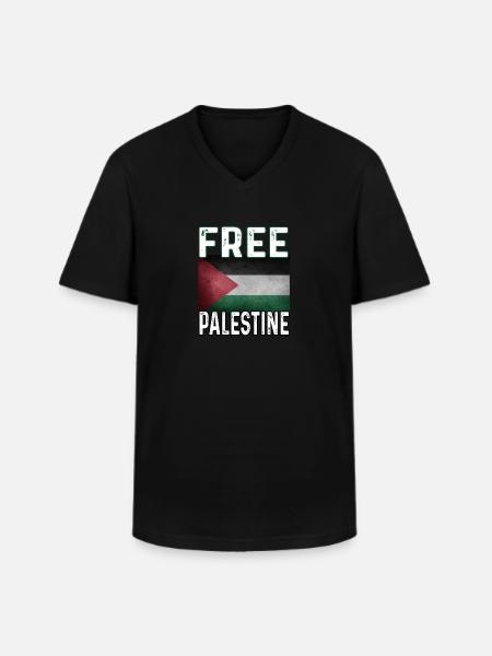 Free Gaza Free Palestine - Men's V-Neck T-Shirt - black