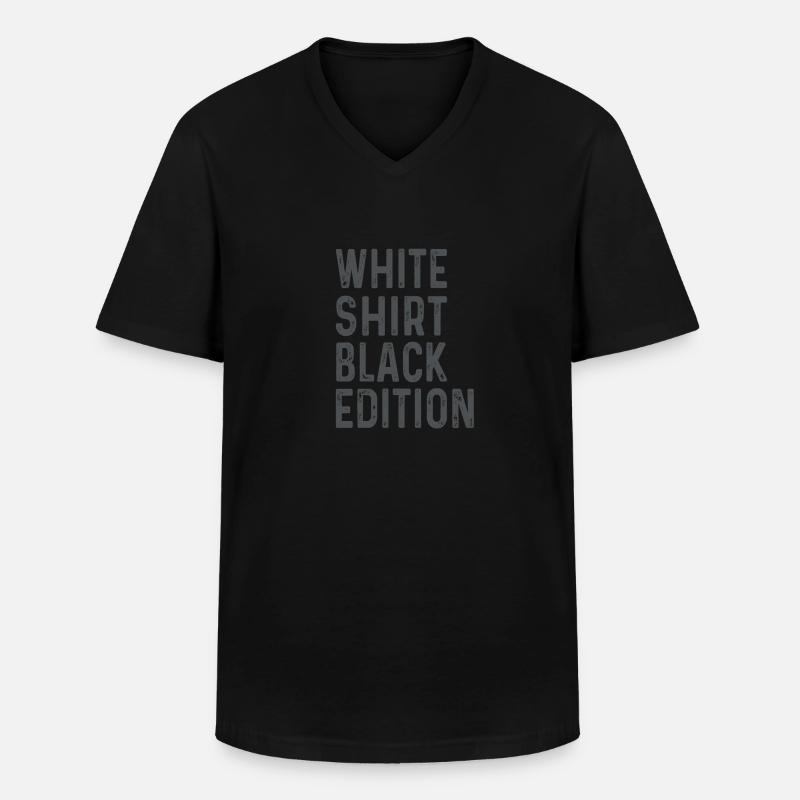 Weißes T-Shirt Black Edition - Männer-T-Shirt mit V-Ausschnitt - Schwarz