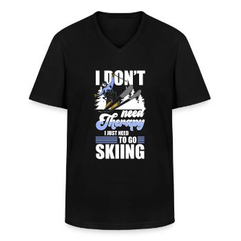 Ski Ski Ferie Ski instruktør Skibakke - Klassisk herre T-shirt med V-udskæring - sort - Foran - AI Model Male 178 dark (178cm)