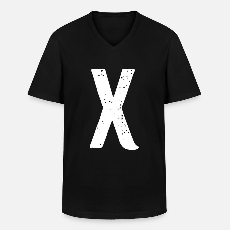 X-Buchstabe - Männer-T-Shirt mit V-Ausschnitt - Schwarz