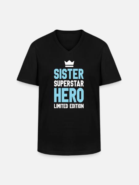 Sister Limited Edition Saying - T-shirt col V Homme - noir
