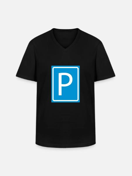 P Parkering brev P-skiven parkering 2c - Klassisk herre T-shirt med V-udskæring - sort