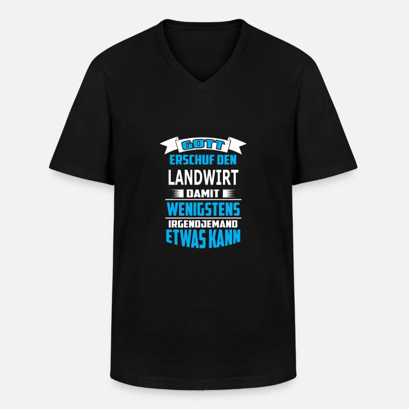 LANDWIRT - Männer-T-Shirt mit V-Ausschnitt - Schwarz