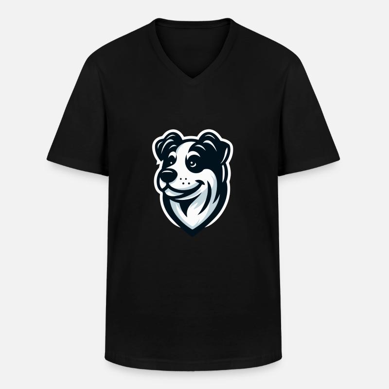 Hündchen: Illustration eines Freundes - Männer-T-Shirt mit V-Ausschnitt - Schwarz