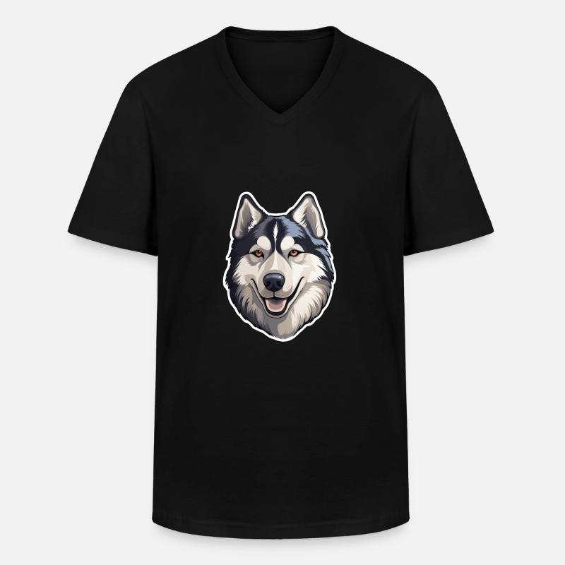 Siberian Husky - Männer-T-Shirt mit V-Ausschnitt - Schwarz
