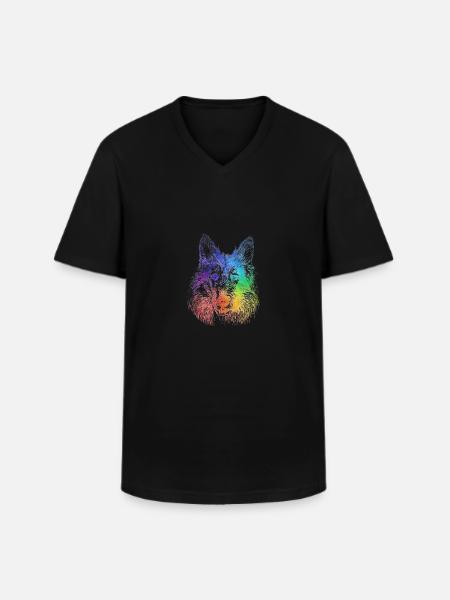 rainbow dog - Männer-T-Shirt mit V-Ausschnitt - Schwarz