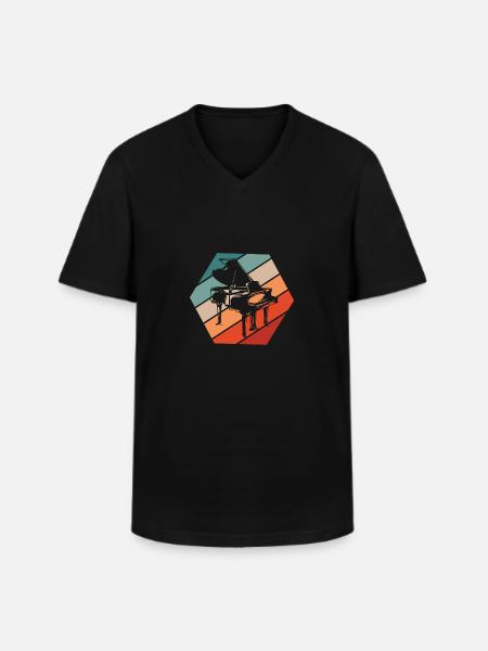 Piano Music - Men's V-Neck T-Shirt - black