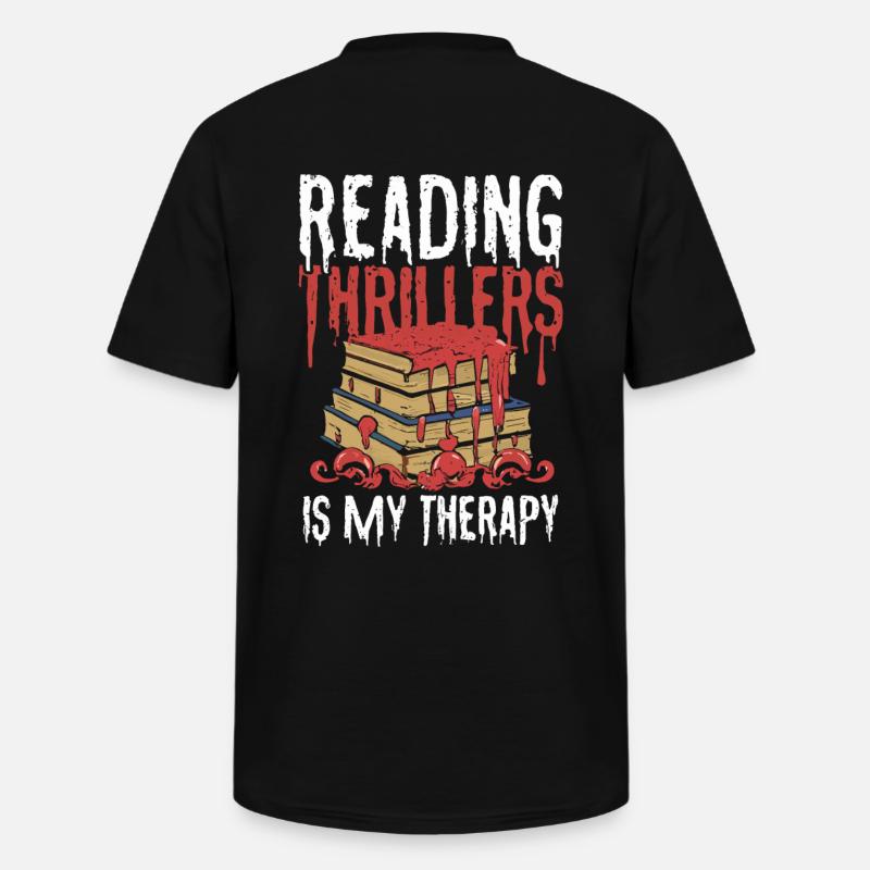 Reading Thrillers Is My Therapy - Männer-T-Shirt mit V-Ausschnitt - Schwarz