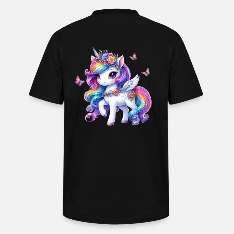 Regenbogenblüte Einhorn Flügel - Männer-T-Shirt mit V-Ausschnitt - Schwarz