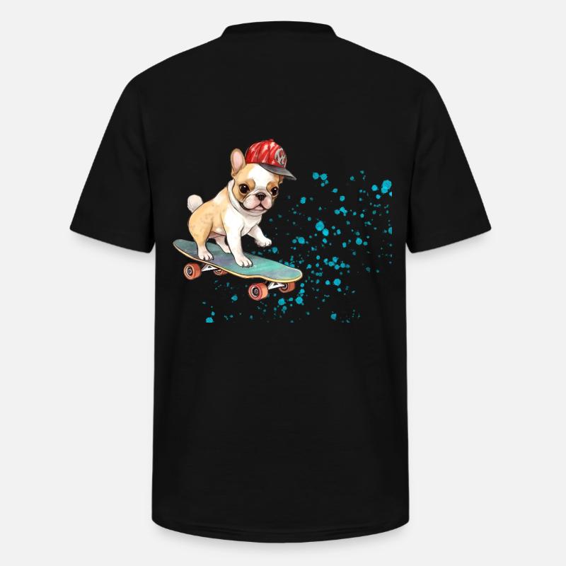 Skateboard Bulldog mit Cap - Männer-T-Shirt mit V-Ausschnitt - Schwarz