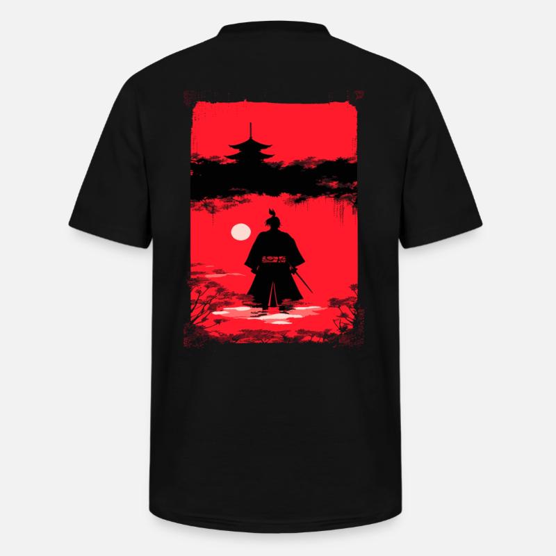 Samurai im Mondlicht - Männer-T-Shirt mit V-Ausschnitt - Schwarz