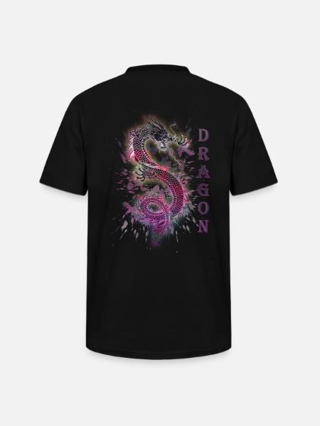 DRAGON DRACHE - Men's V-Neck T-Shirt - black