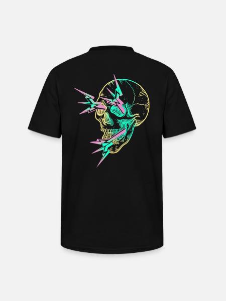 Skull Flash yellow - Men's V-Neck T-Shirt - black