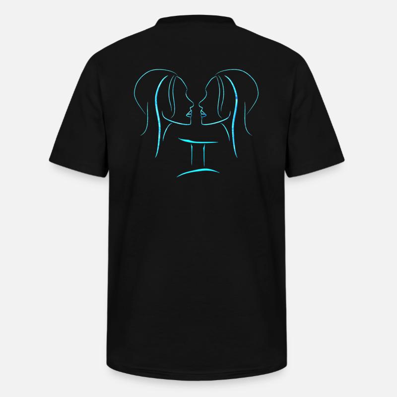 Zwilling - Männer-T-Shirt mit V-Ausschnitt - Schwarz