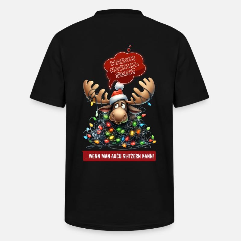 LUSTIGER ELCH | Weihnachtspulli | ugly sweater - Männer-T-Shirt mit V-Ausschnitt - Schwarz