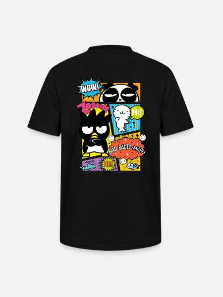 Bad Badtz-Maru med venner i tegneseriestil - Klassisk herre T-shirt med V-udskæring - sort