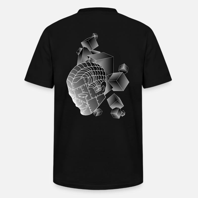 Robot with cube dark grey - Men's V-Neck T-Shirt - black