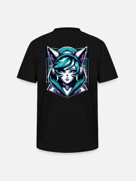 Kopfhörer Catgirl - Männer-T-Shirt mit V-Ausschnitt - Schwarz