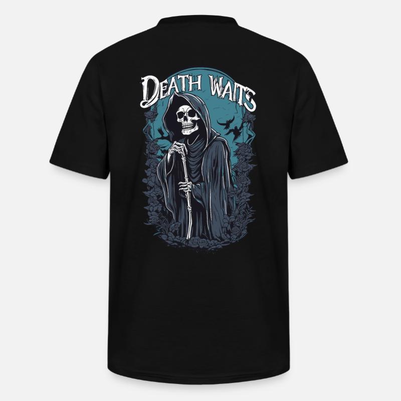 Sensenmann "Death Waits" Gothic Art - Männer-T-Shirt mit V-Ausschnitt - Schwarz