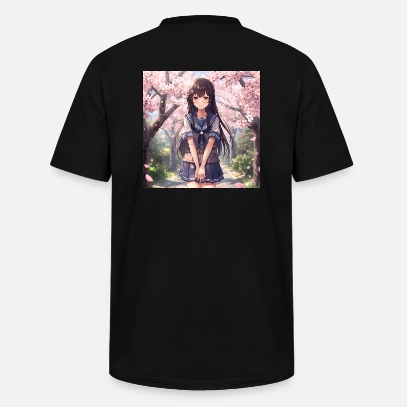 Kirschblüten Schulmädchen - Männer-T-Shirt mit V-Ausschnitt - Schwarz