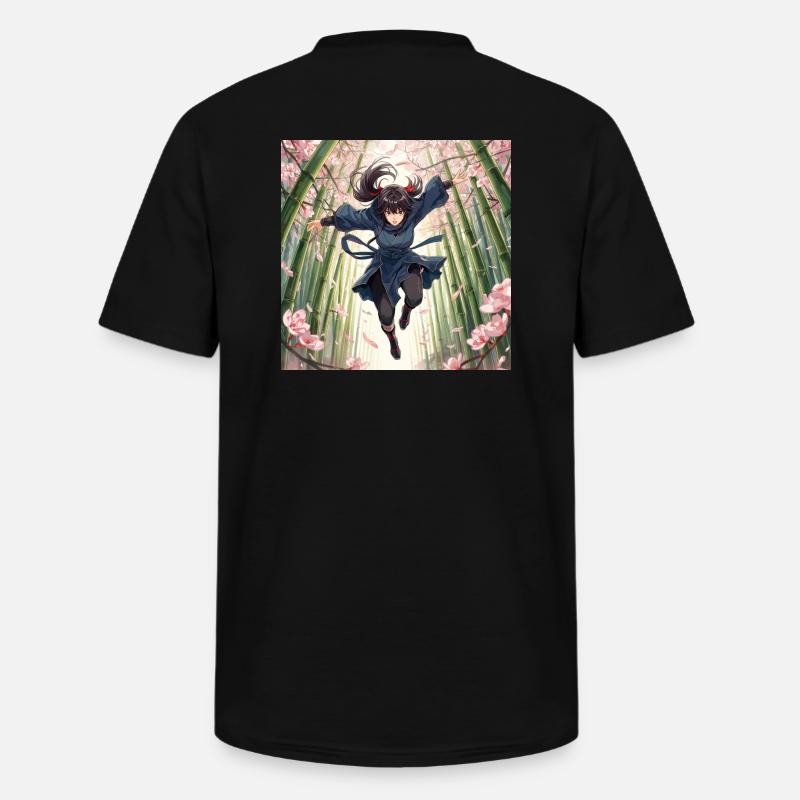 Bambusheldin im Kirschblütenpfad - Männer-T-Shirt mit V-Ausschnitt - Schwarz