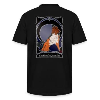 La Bete du Gevaudan - folklore Lozere Ardeche - T-shirt col V Homme - noir - Dos - AI Model Male 185 light (185cm)