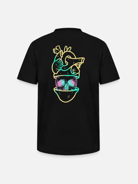 Heart Skull 3 yellow - Men's V-Neck T-Shirt - black