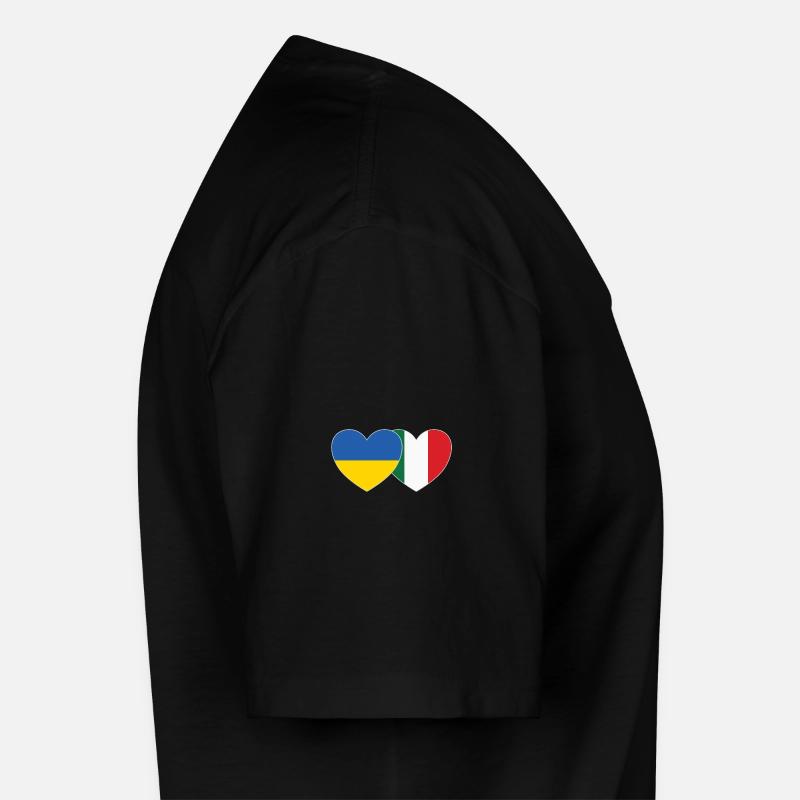 Ucraina Italia Cuore Bandiera - Maglietta da uomo classica con scollo a V - nero