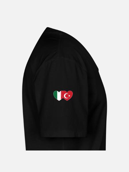 Italy Turkey Flag Heart - Men's V-Neck T-Shirt - black