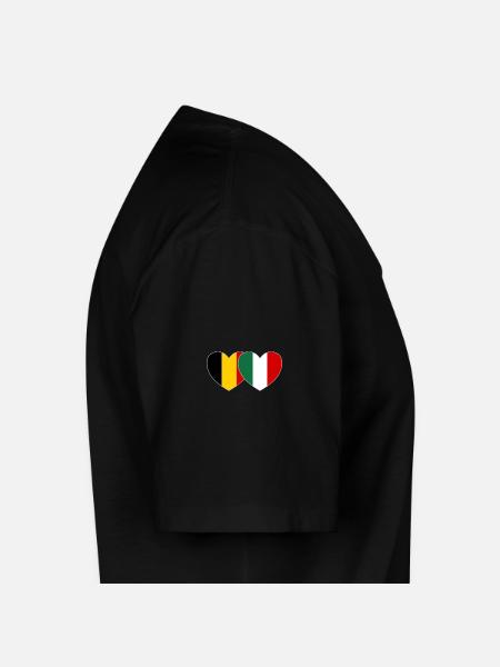 Belgium Italy Flag Heart - Men's V-Neck T-Shirt - black