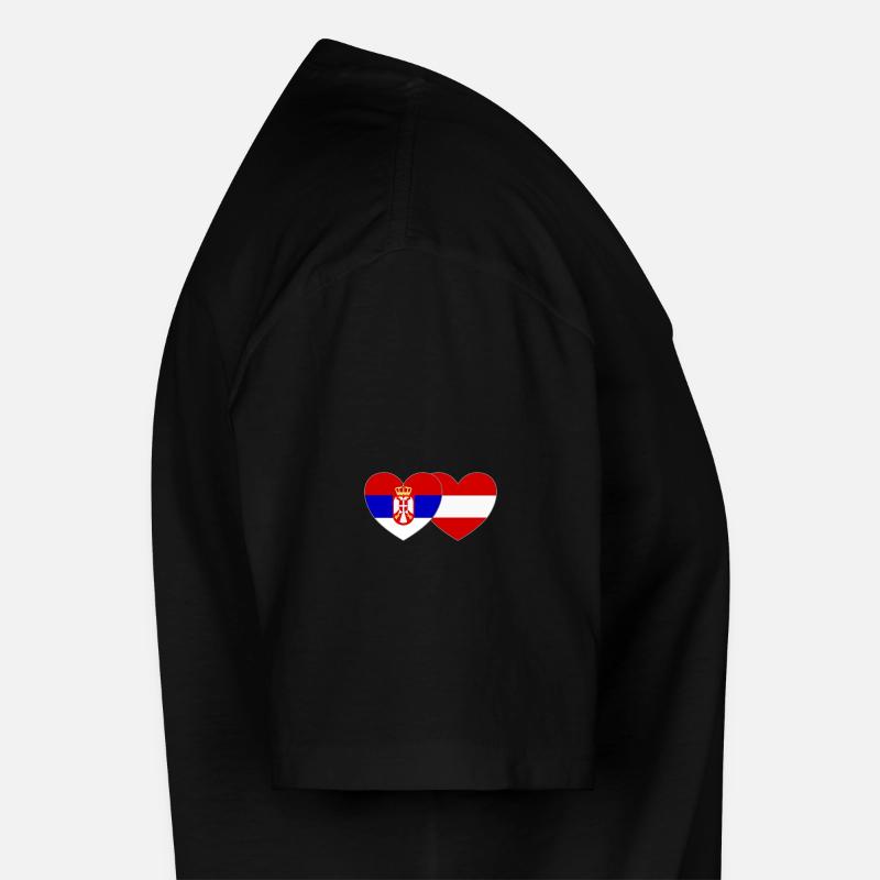 Serbie Autriche Drapeau Cœur T-shirt col V Homme
