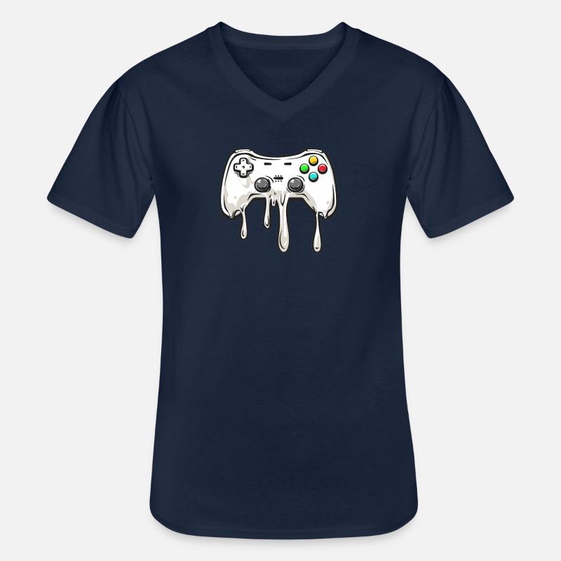 Schmelzendes Gamepad, Videospiel-Controller - Männer-T-Shirt mit V-Ausschnitt - Navy