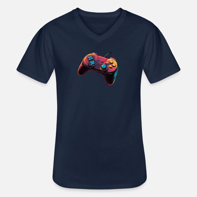 Gamepad, Gamepad, Console Player Logo - Men's V-Neck T-Shirt - navy