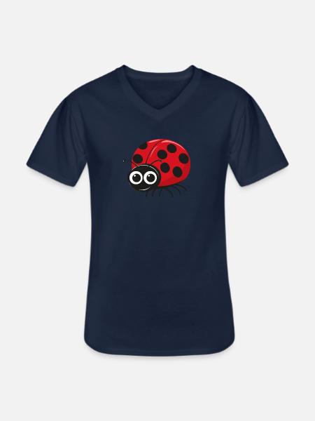 Mariehøne Animal Picture Animal Motiv Comic Kids Points - Klassisk herre T-shirt med V-udskæring - marineblå