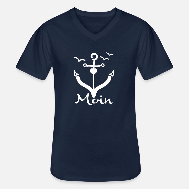 Anker- Moin - Männer-T-Shirt mit V-Ausschnitt - Navy
