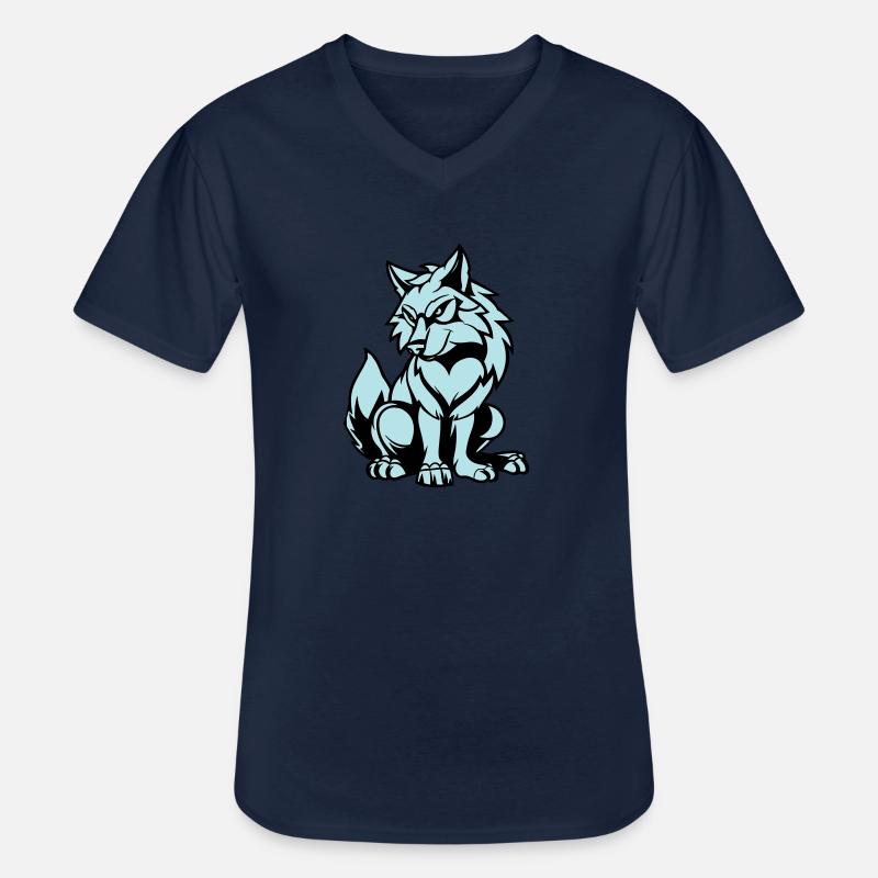wolf comic tier - Männer-T-Shirt mit V-Ausschnitt - Navy