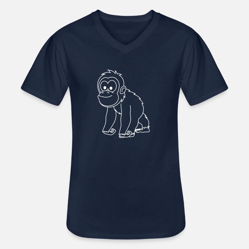Orangutan monkey comic - Men's V-Neck T-Shirt - navy