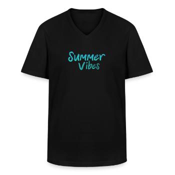 Vacances d'été, bonnes ondes, attitude positive - T-shirt col V Homme - noir - Devant - AI Model Male 178 dark (178cm)