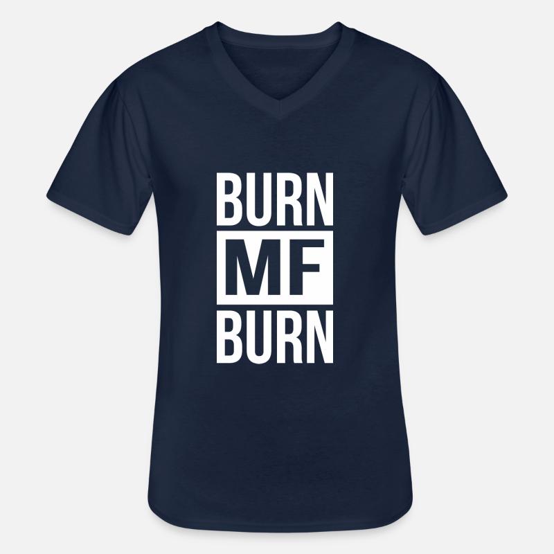 Burn MF Burn - Männer-T-Shirt mit V-Ausschnitt - Navy