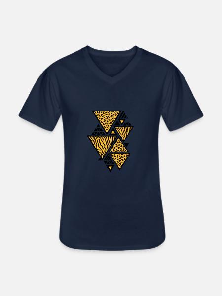 Trekant mønster (Tiger / Leopard) - Klassisk herre T-shirt med V-udskæring - marineblå