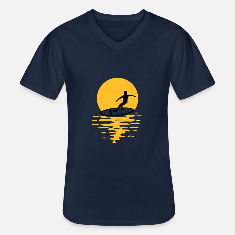 Sonne Abend Surfer - Männer-T-Shirt mit V-Ausschnitt - Navy