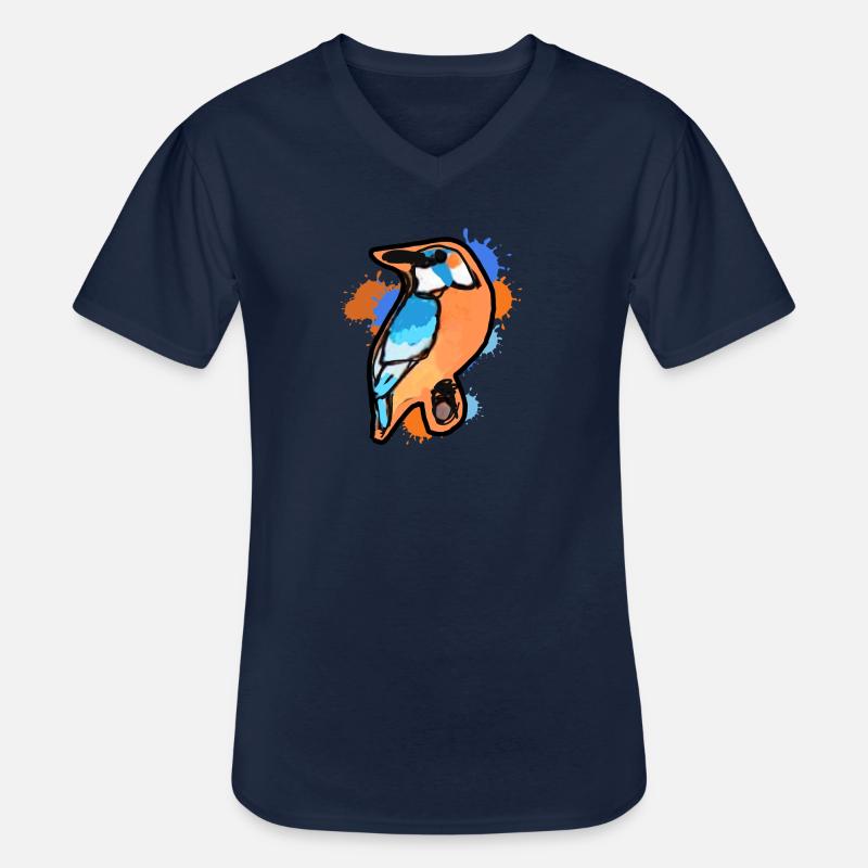 Eisvogel,Zeichnung,abstrakt,bunt,vogel,Graffiti - Männer-T-Shirt mit V-Ausschnitt - Navy