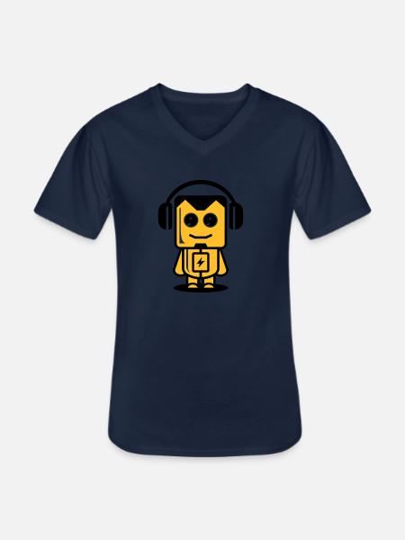 Funny Robot 03 - Men's V-Neck T-Shirt - navy