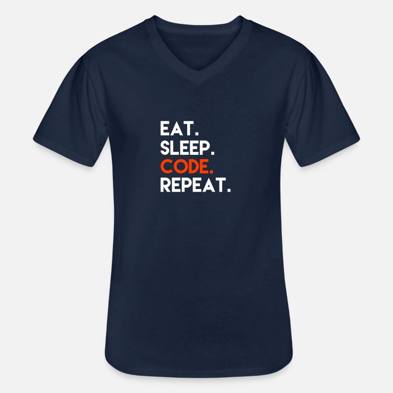 Eat Sleep Code Repeat - Männer-T-Shirt mit V-Ausschnitt - Navy