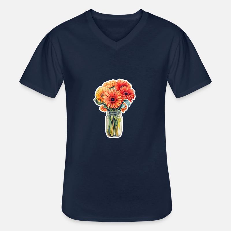 Gerbera Daisies - Männer-T-Shirt mit V-Ausschnitt - Navy
